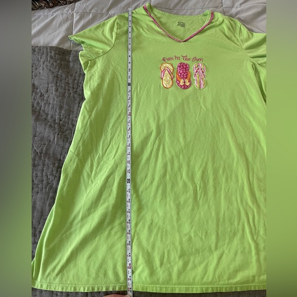 Vintage Secret Treasures V-Neck Long TShirt Coverup Flip-Flop Design summer 2/3X - Picture 6 of 6